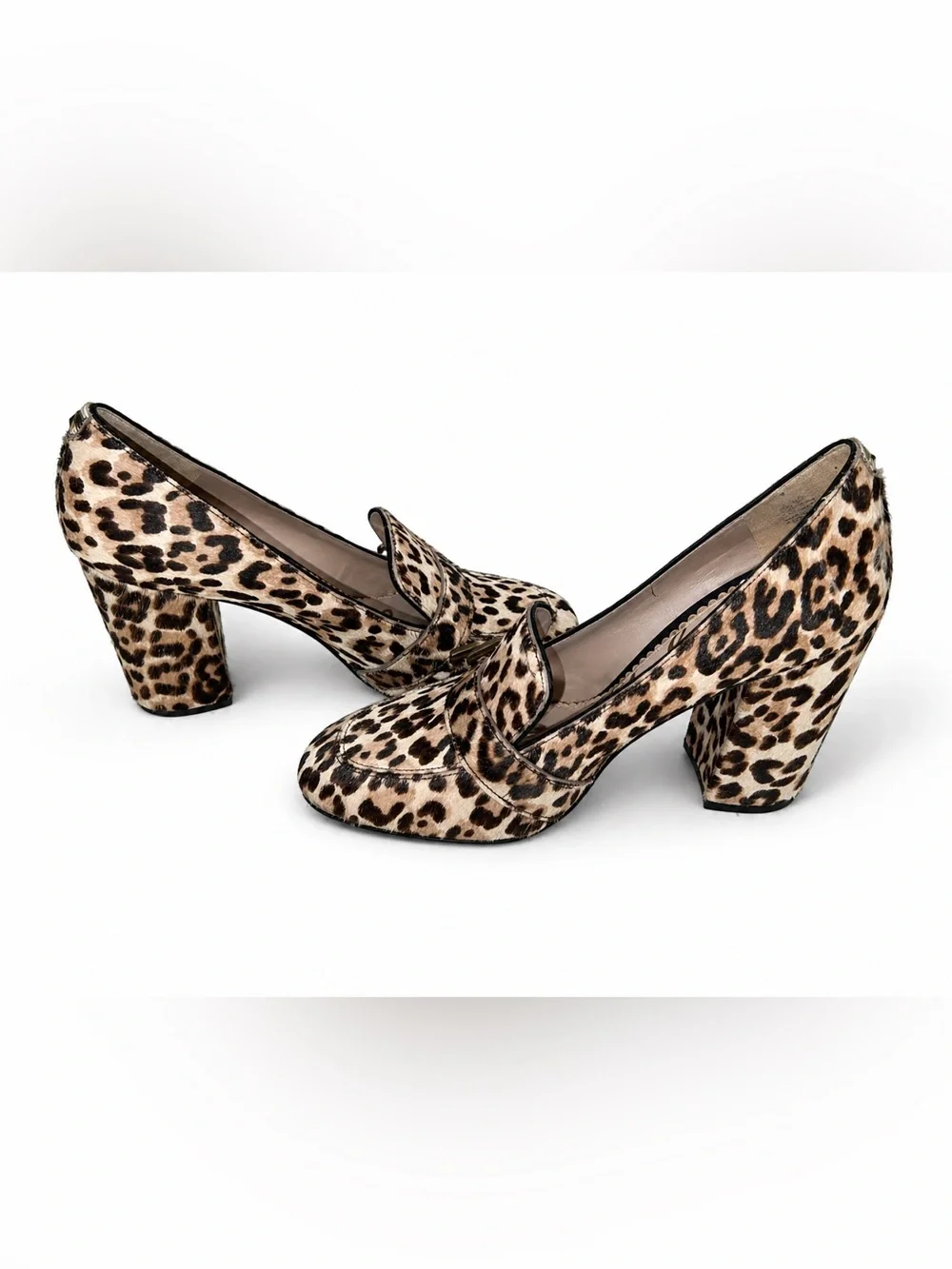 Sam Edelman Leopard Calf Hair Loafer Block Heel Buckle‎ Pump Mob Wife-8.5